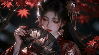 红叶执扇