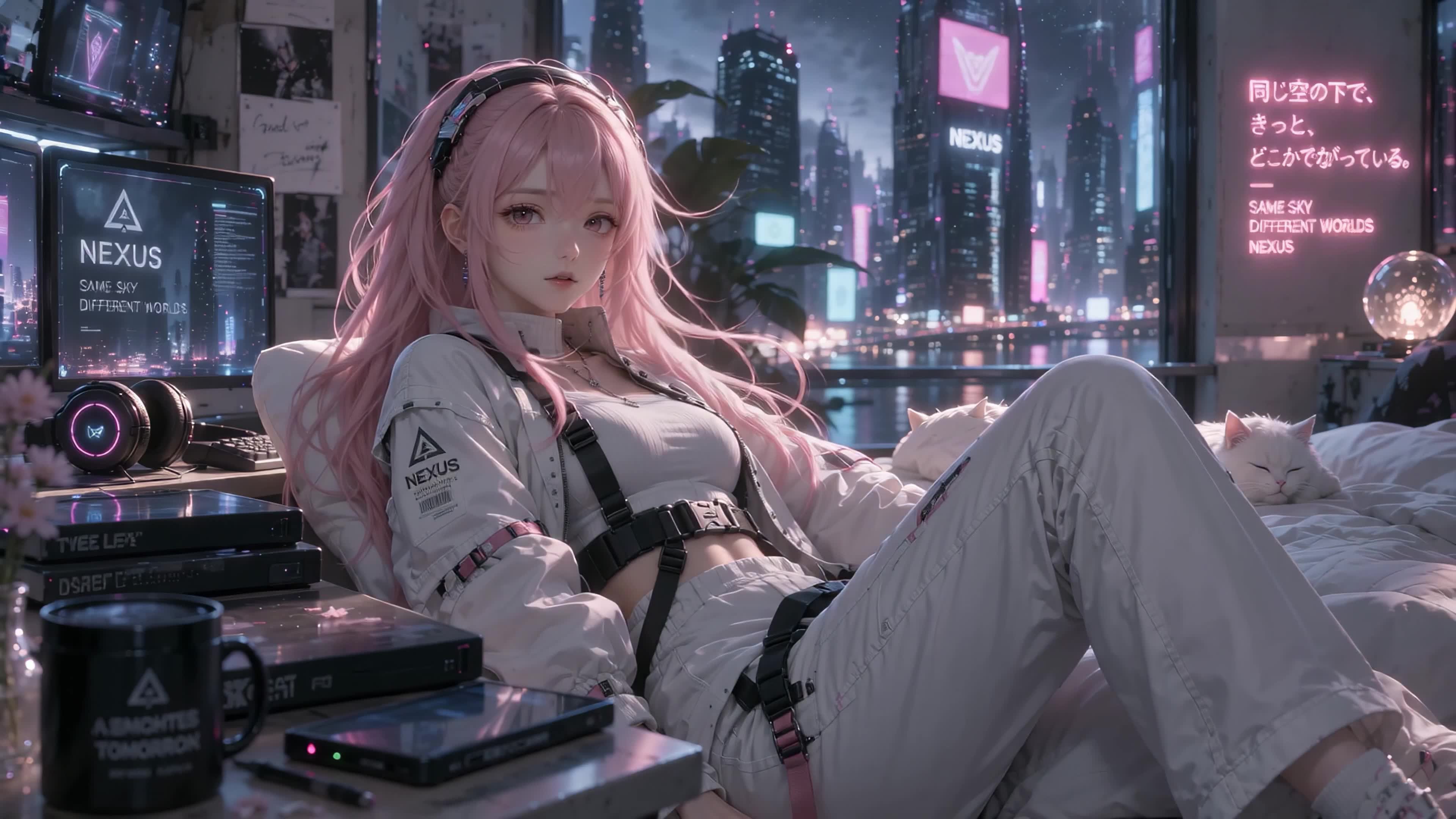 霓虹都市粉发女孩