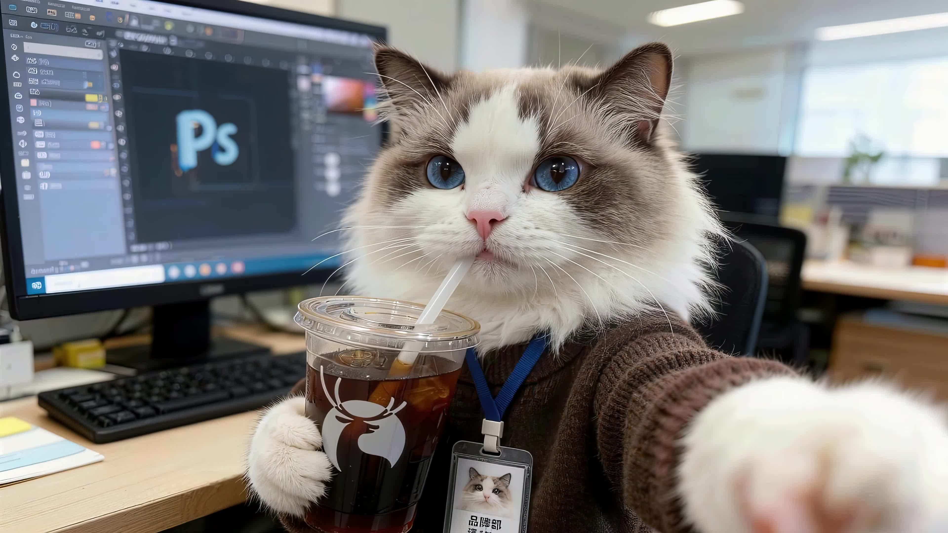 喝咖啡的猫咪
