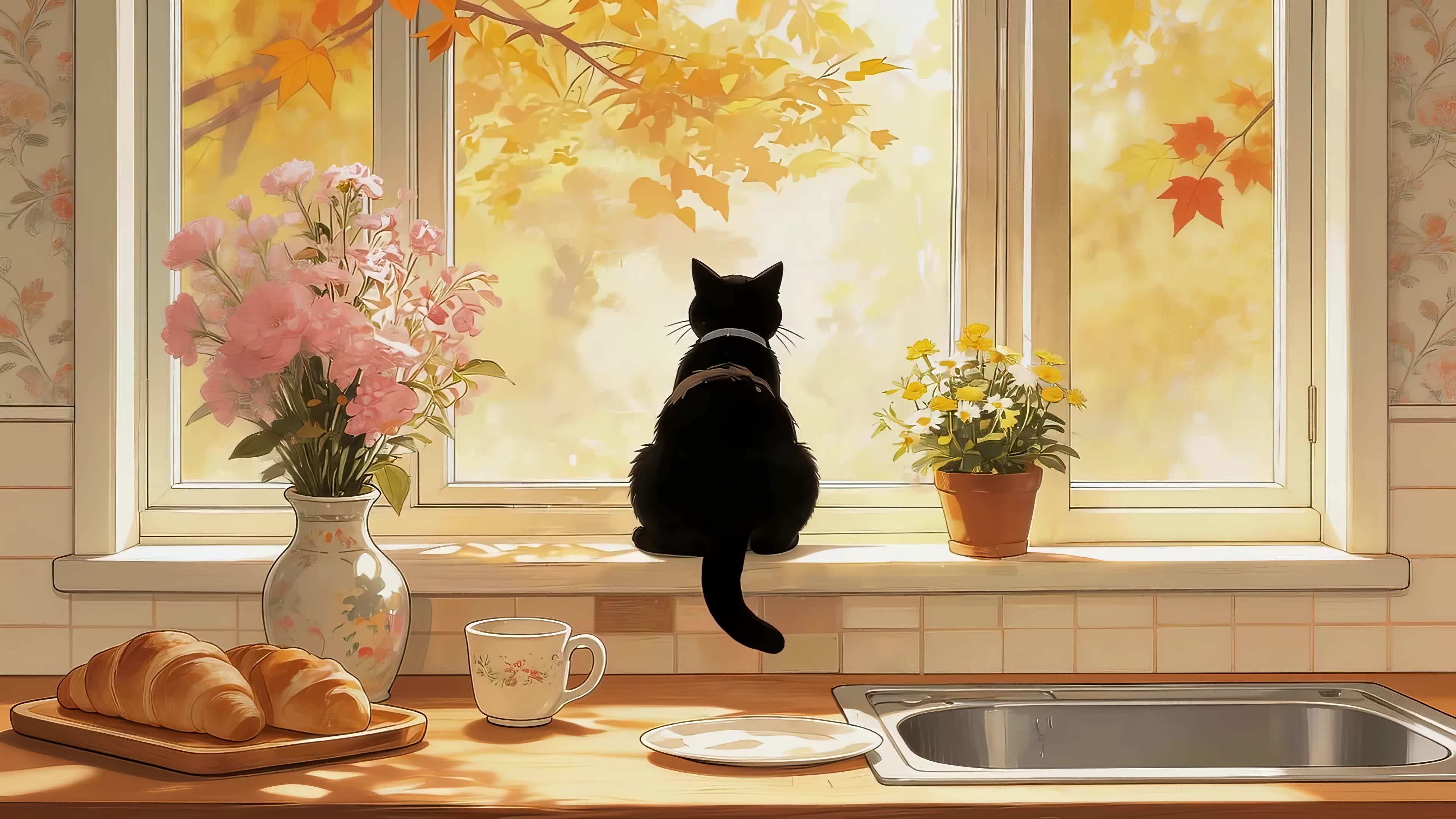 窗边的猫咪