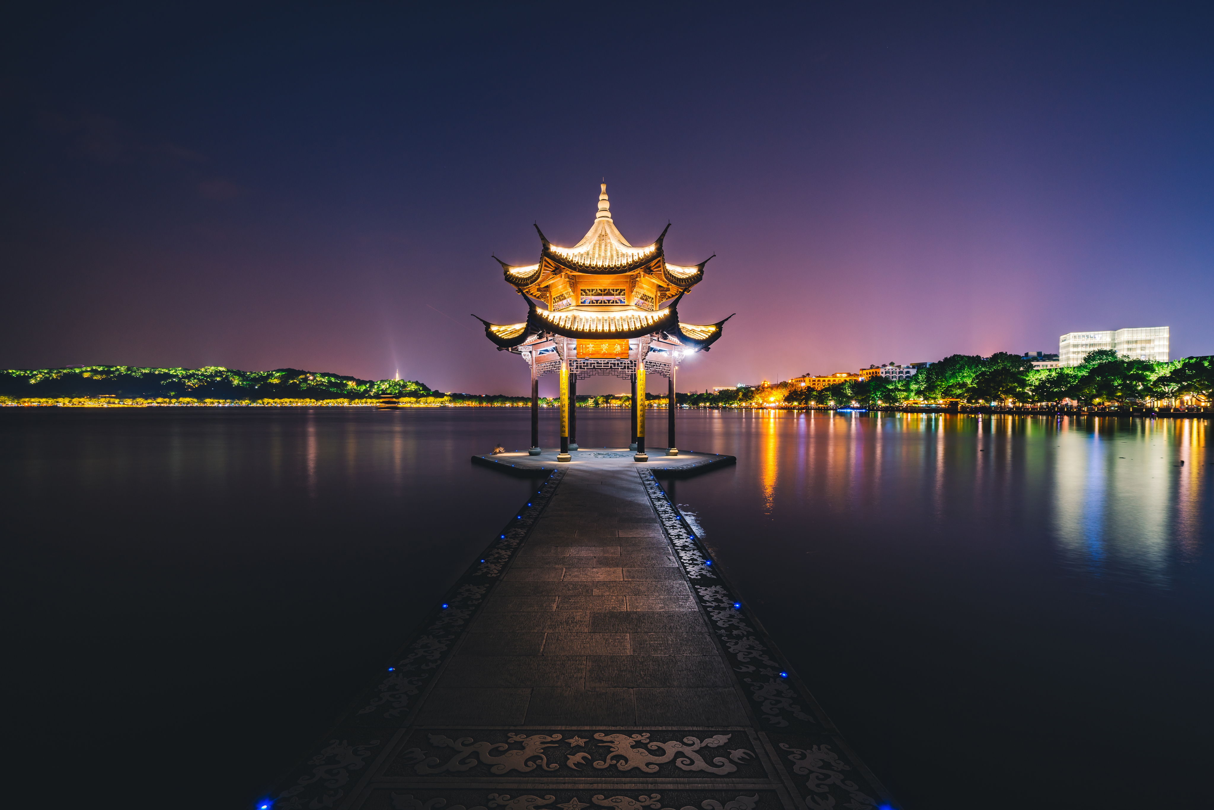 浙江杭州西湖夜景4K高清_15376