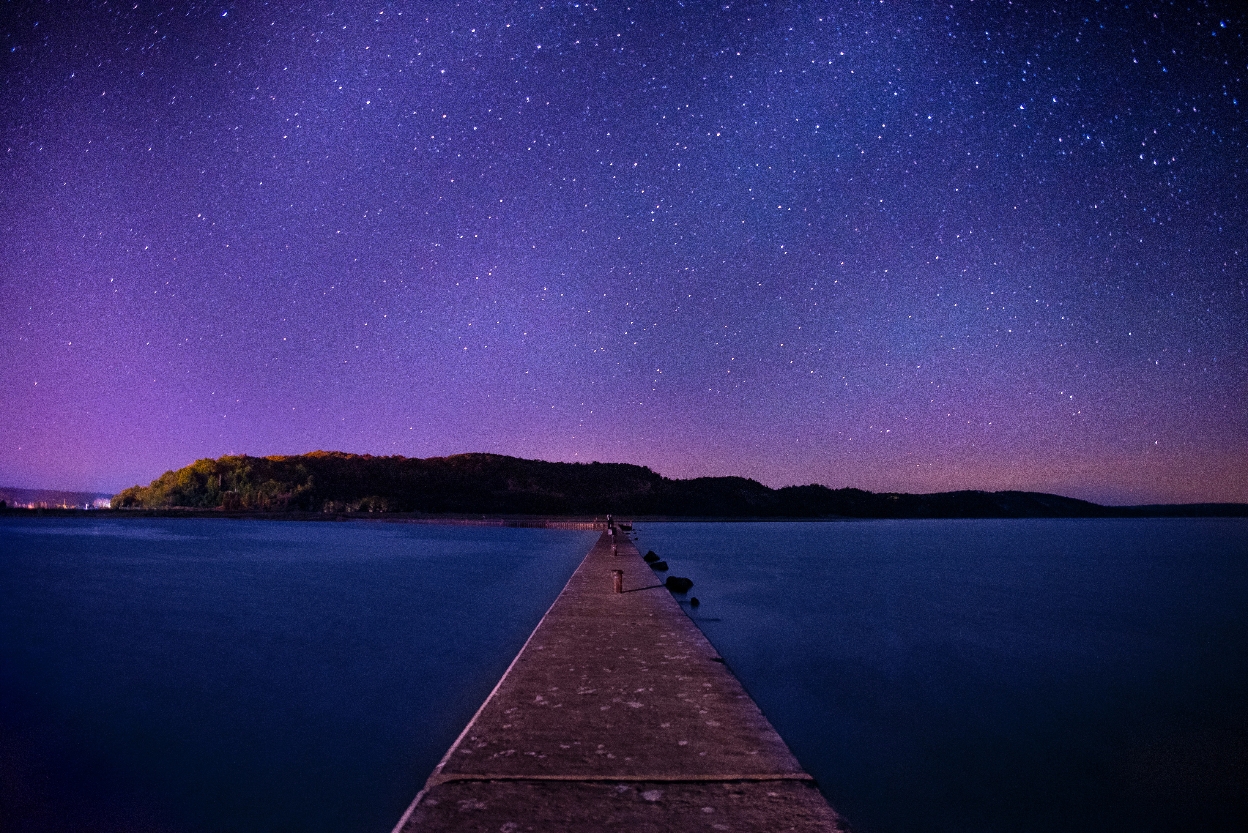 湖 码头 夜晚 星空风景4_8982