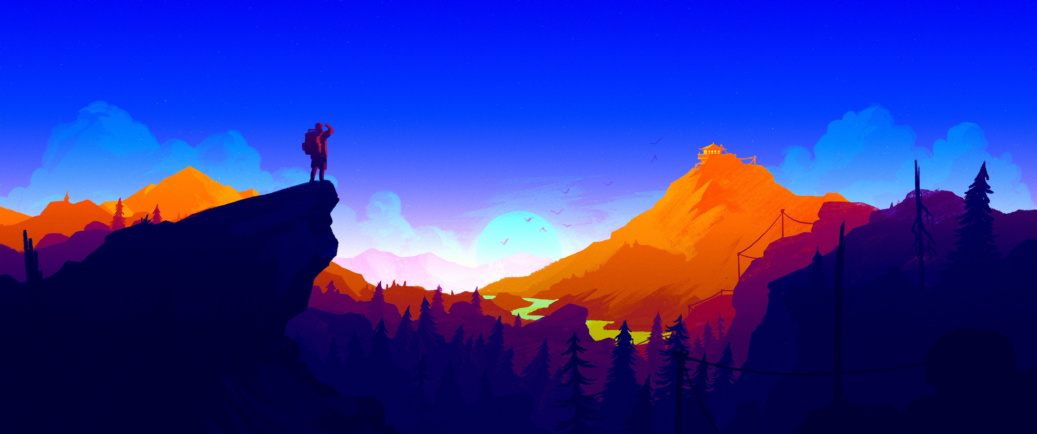 登山者美丽的风景3440x1_16096