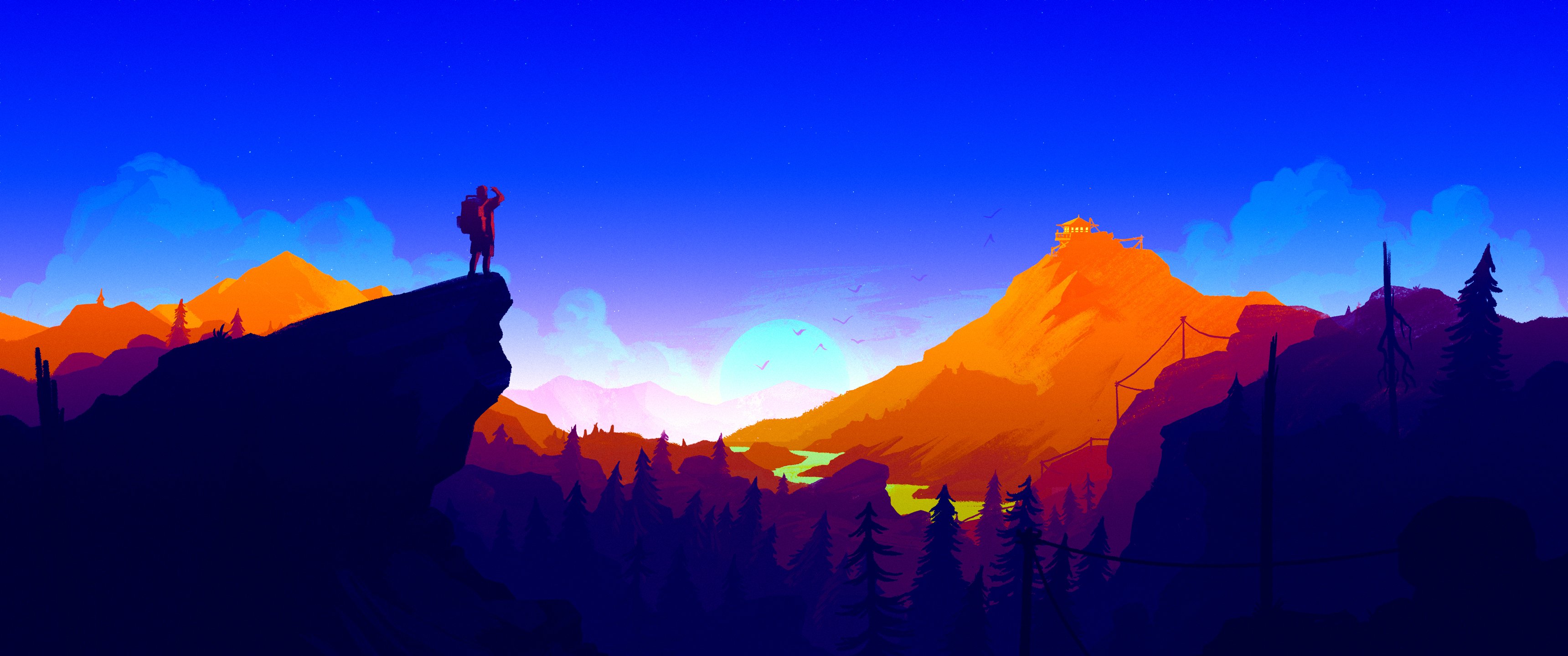登山者美丽的风景3440x1_16096