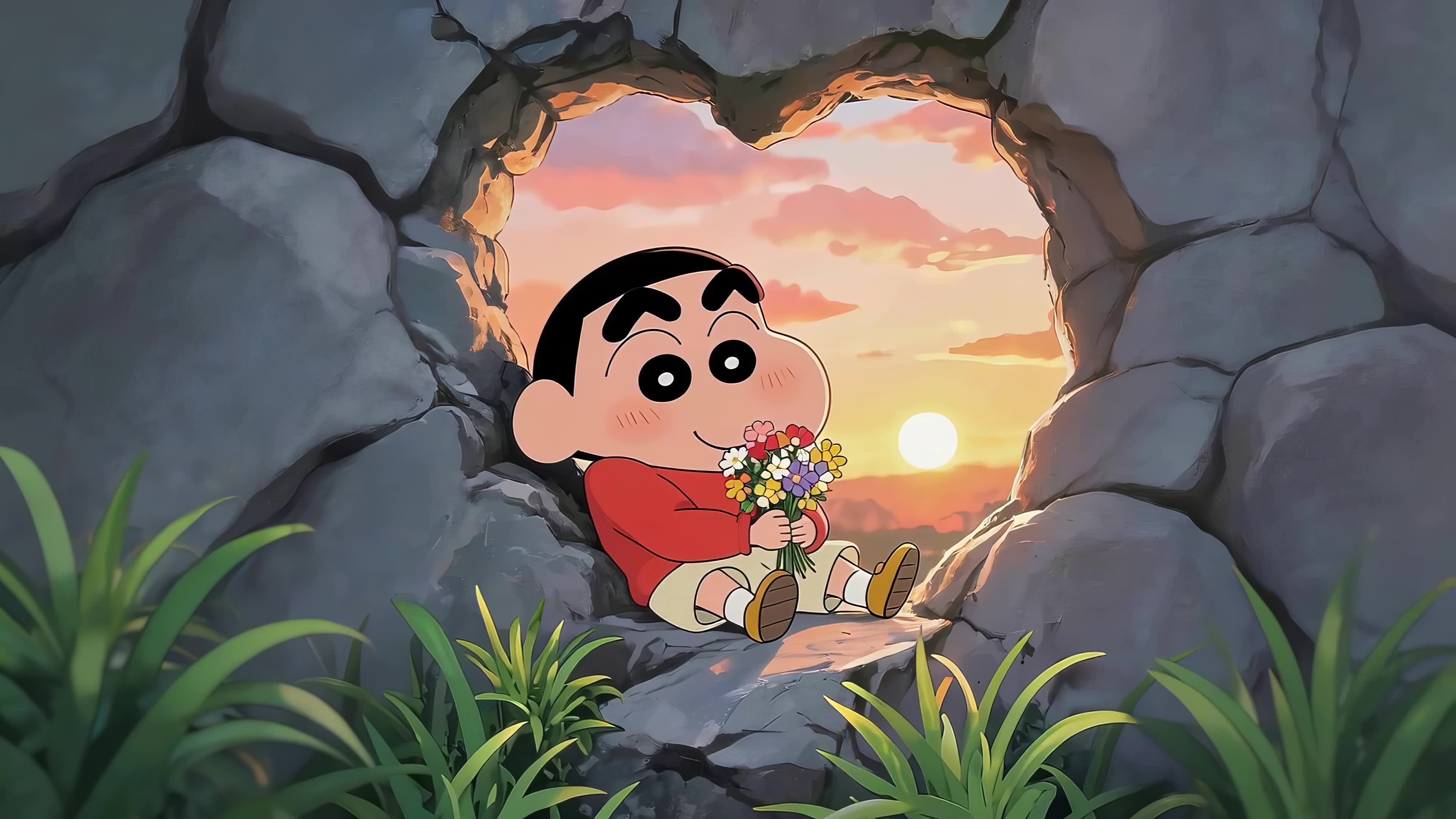 夕阳下的浪漫小新
