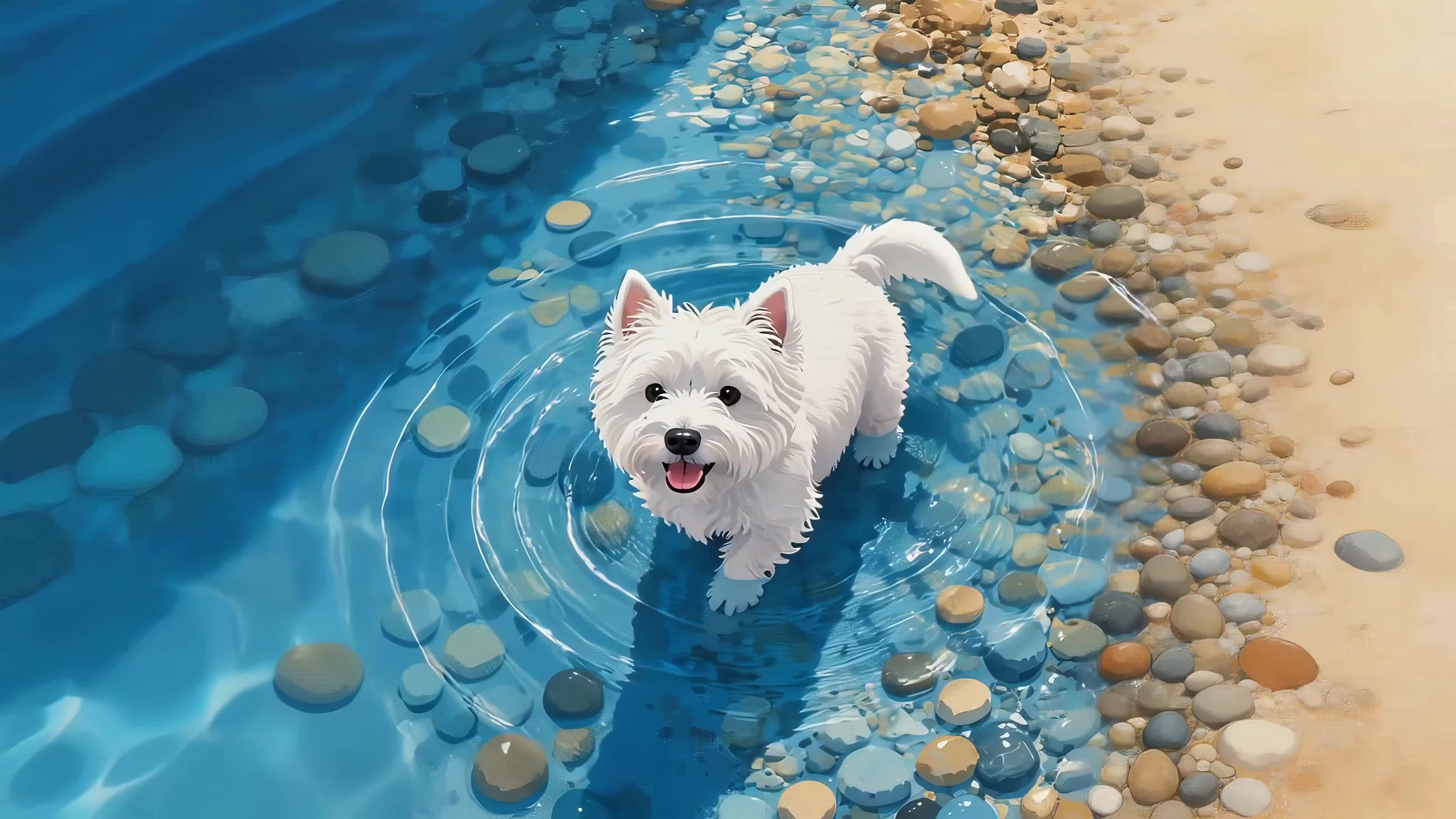 河水中的狗狗