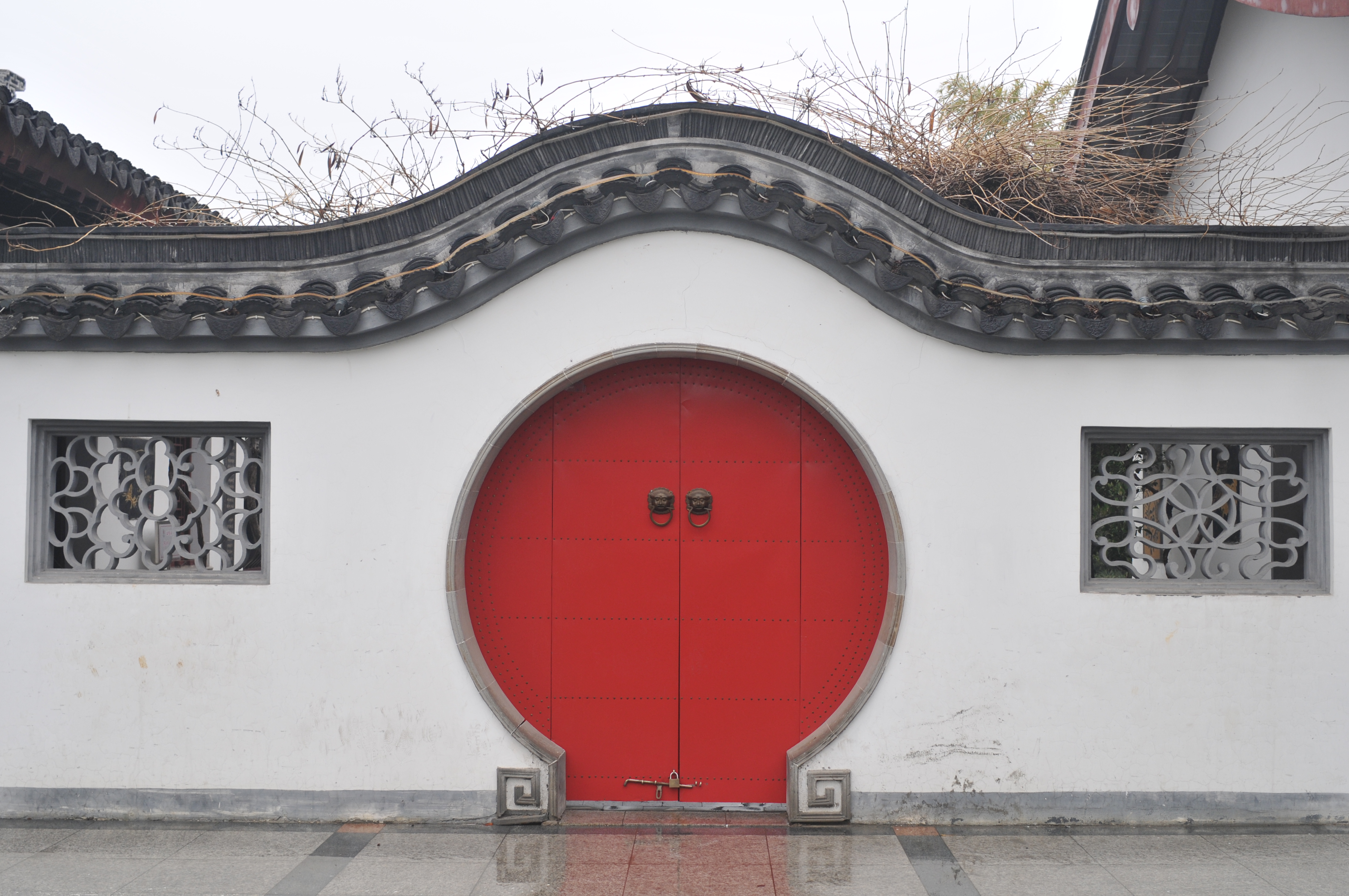 红色圆形拱门古建筑图片_2651