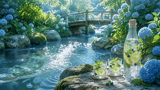 林间溪畔清凉夏日