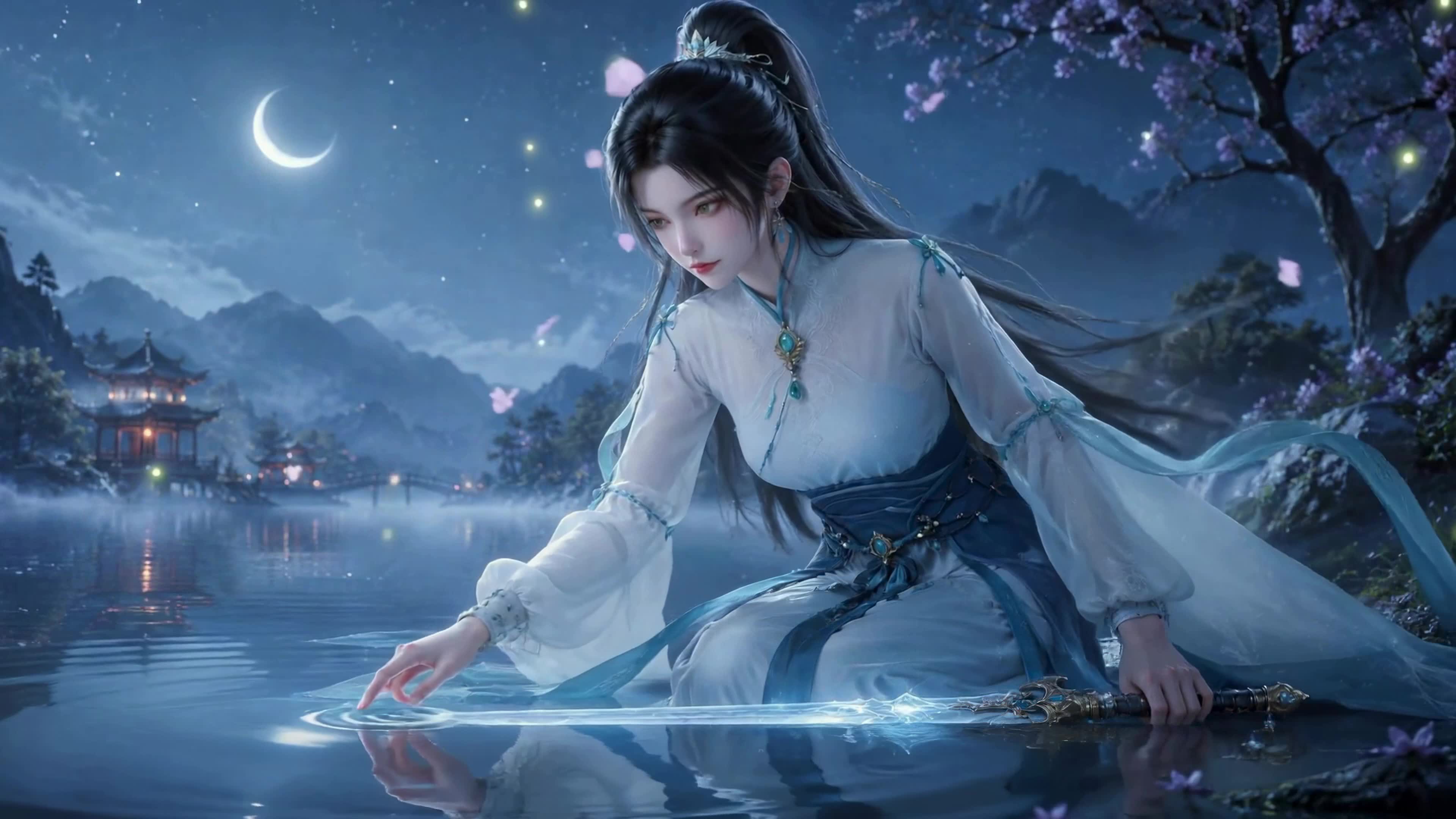 月夜湖畔-宁姚