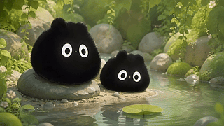 溪边软萌小黑团