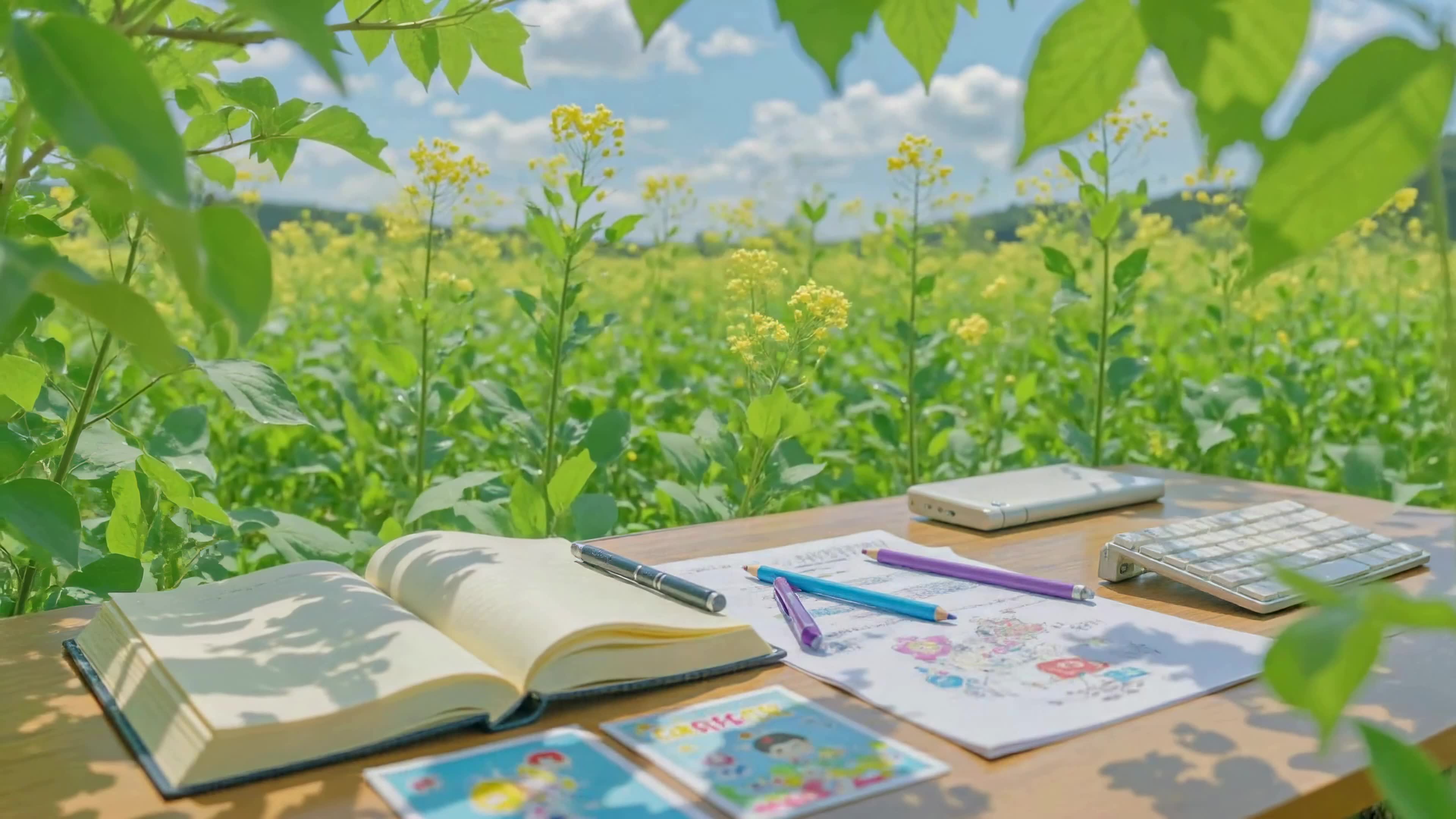 花田间的书桌时光