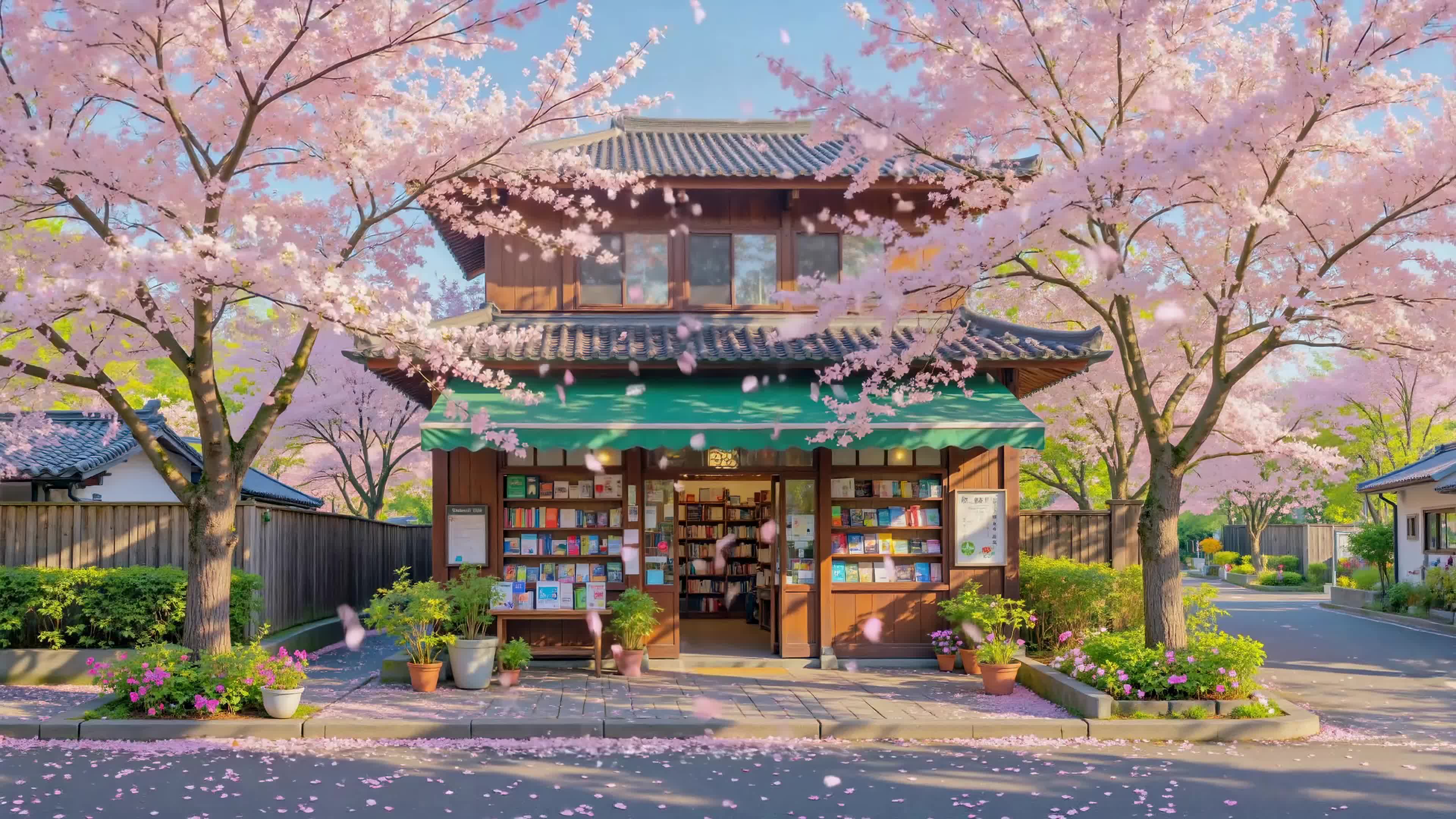 樱花树下的街角小店