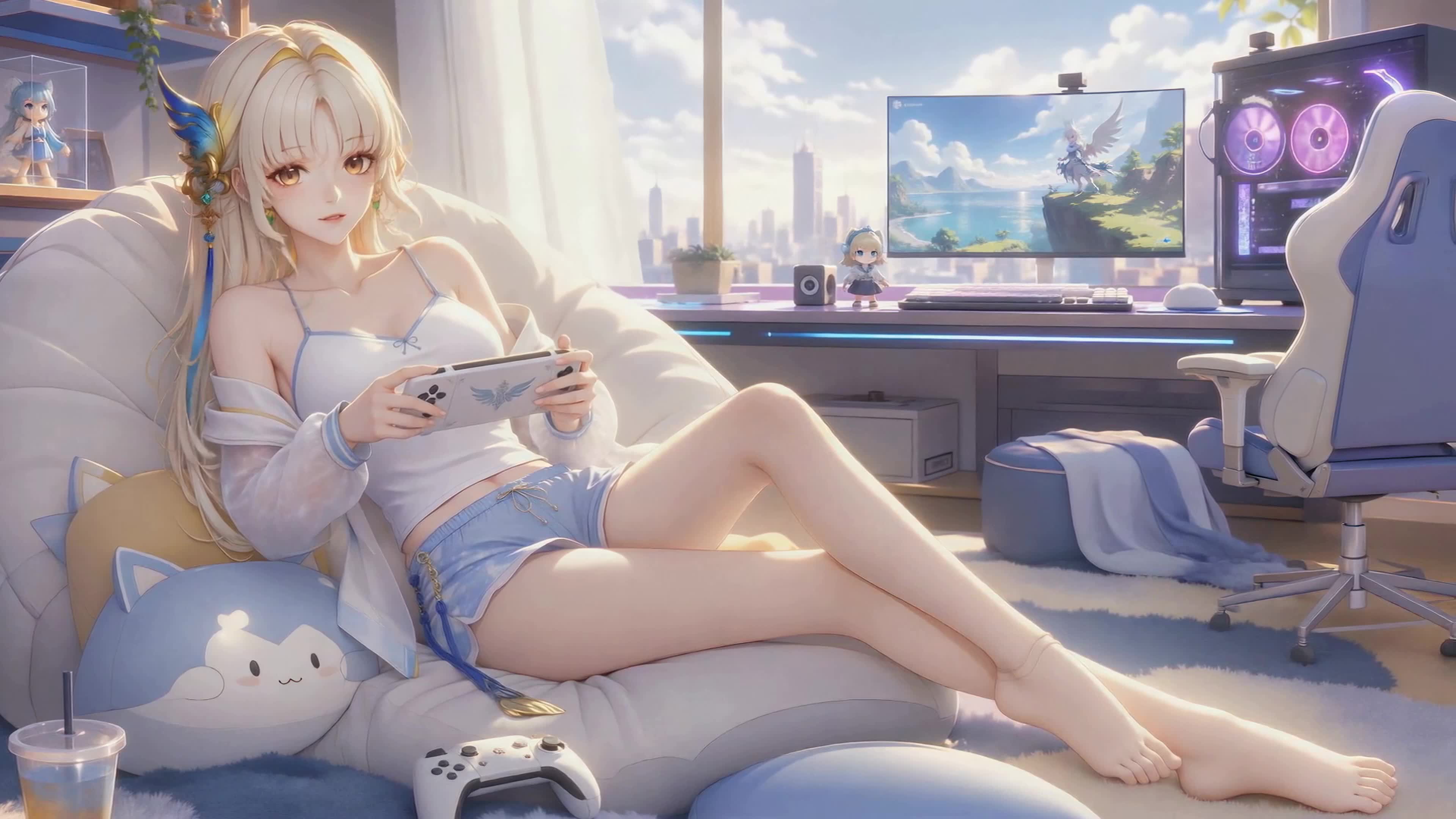 慵懒宅家游戏少女穗穗