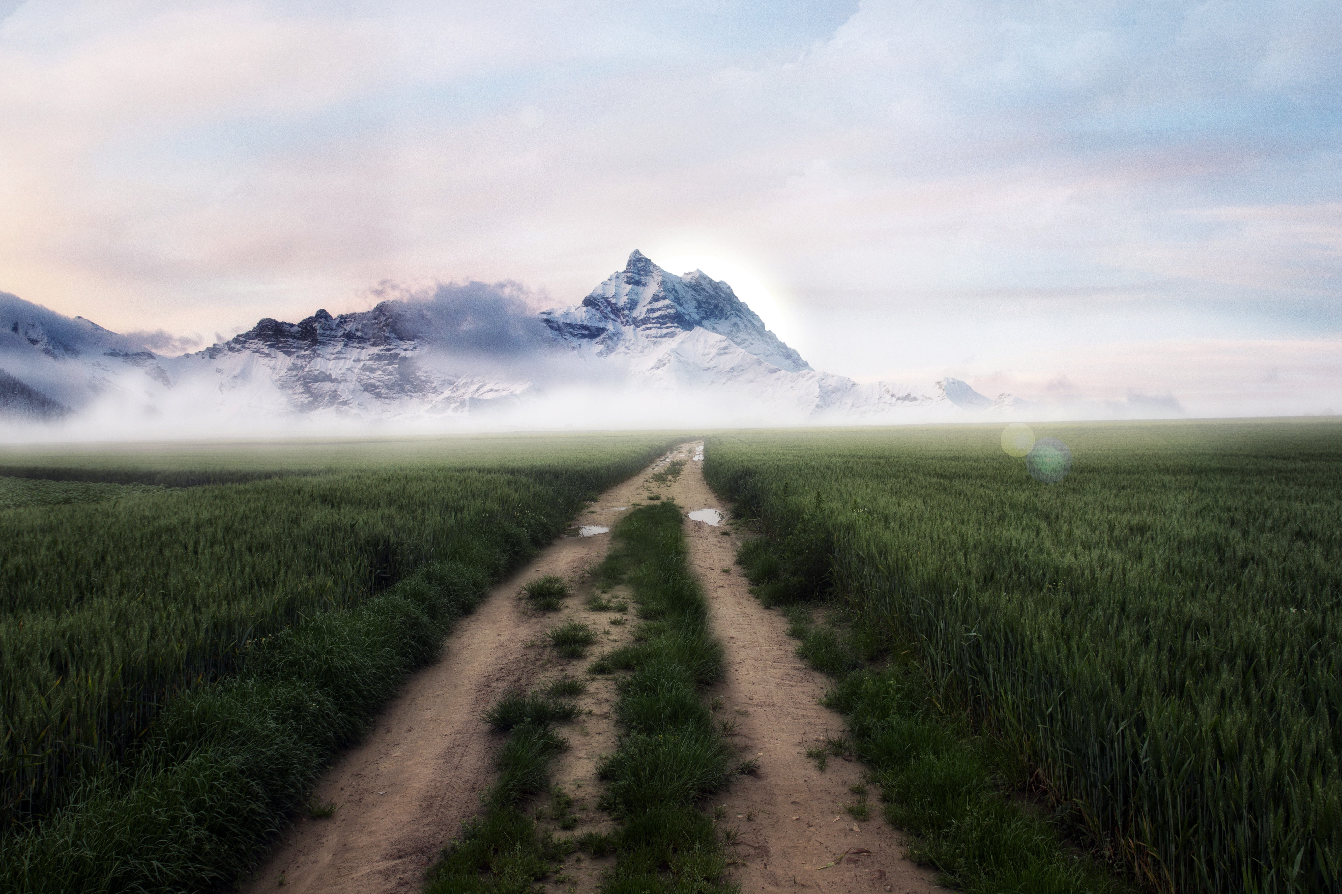 道路 雾 山 5K风景壁纸_8610