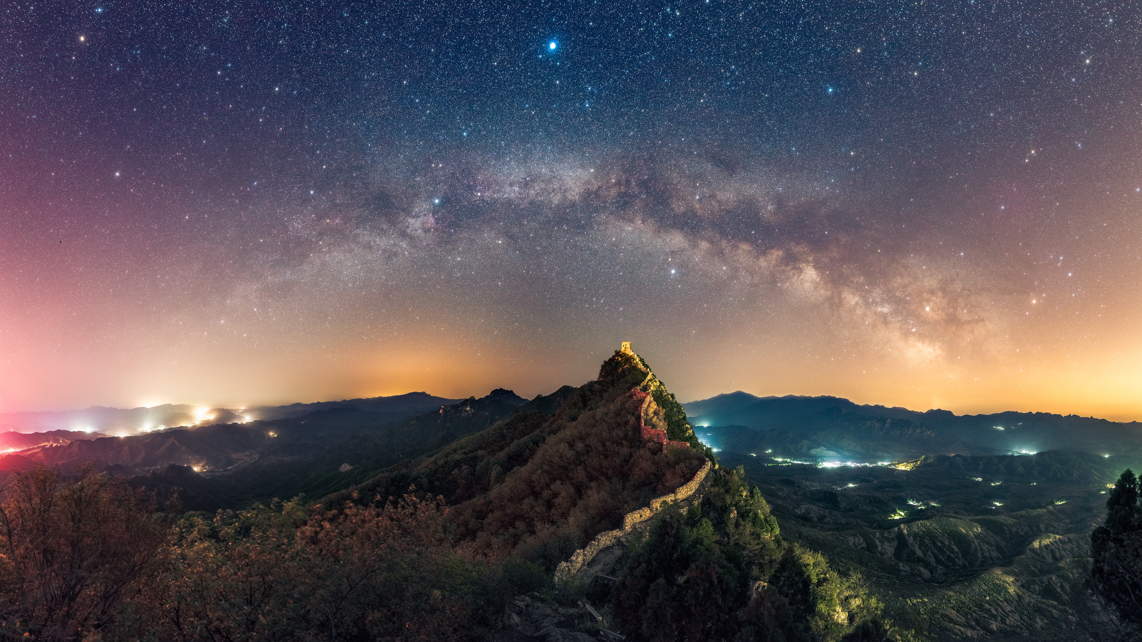 长城 银河 天空 山脉 星_12680