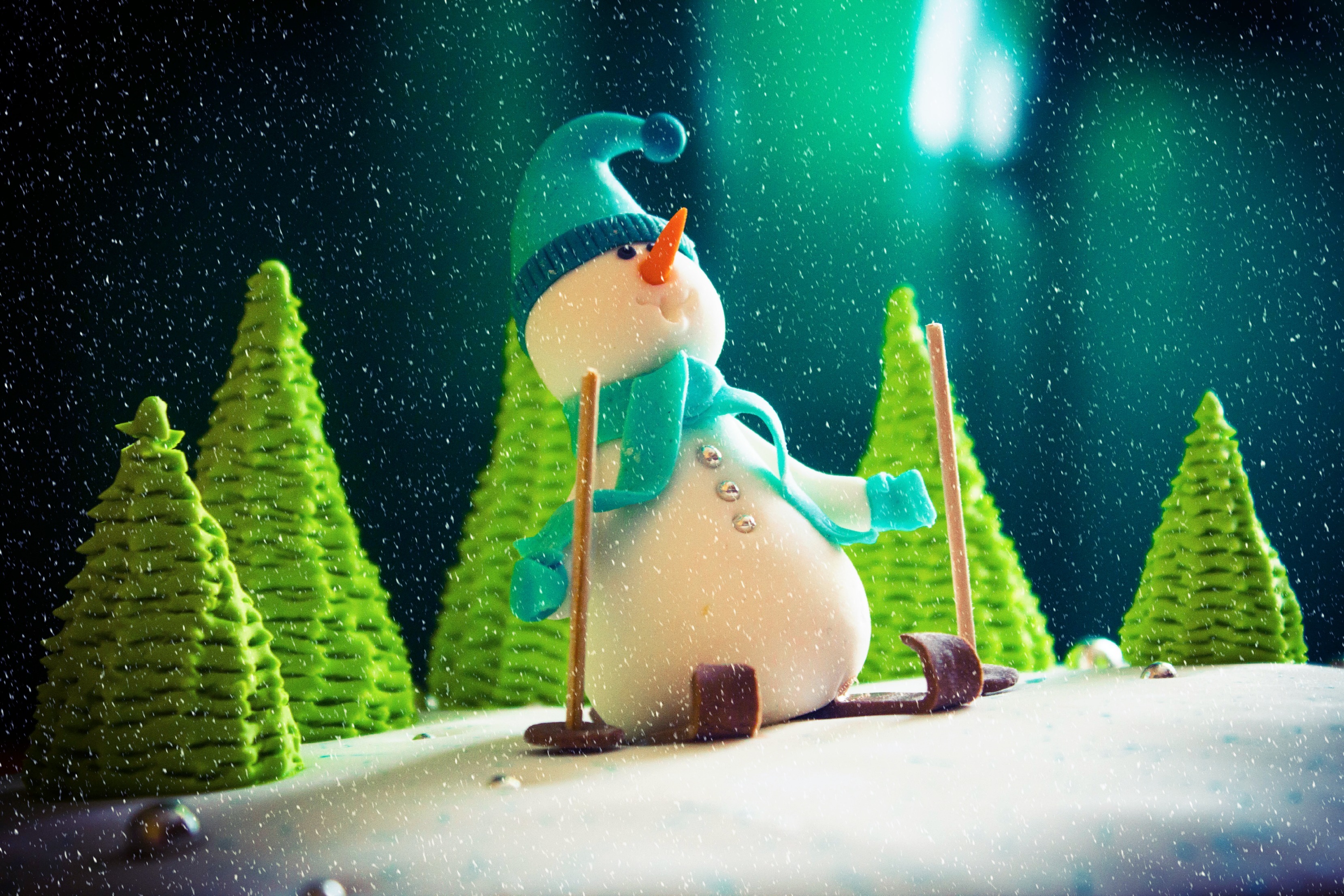 雪人,圣诞树,飘雪,天空_3534