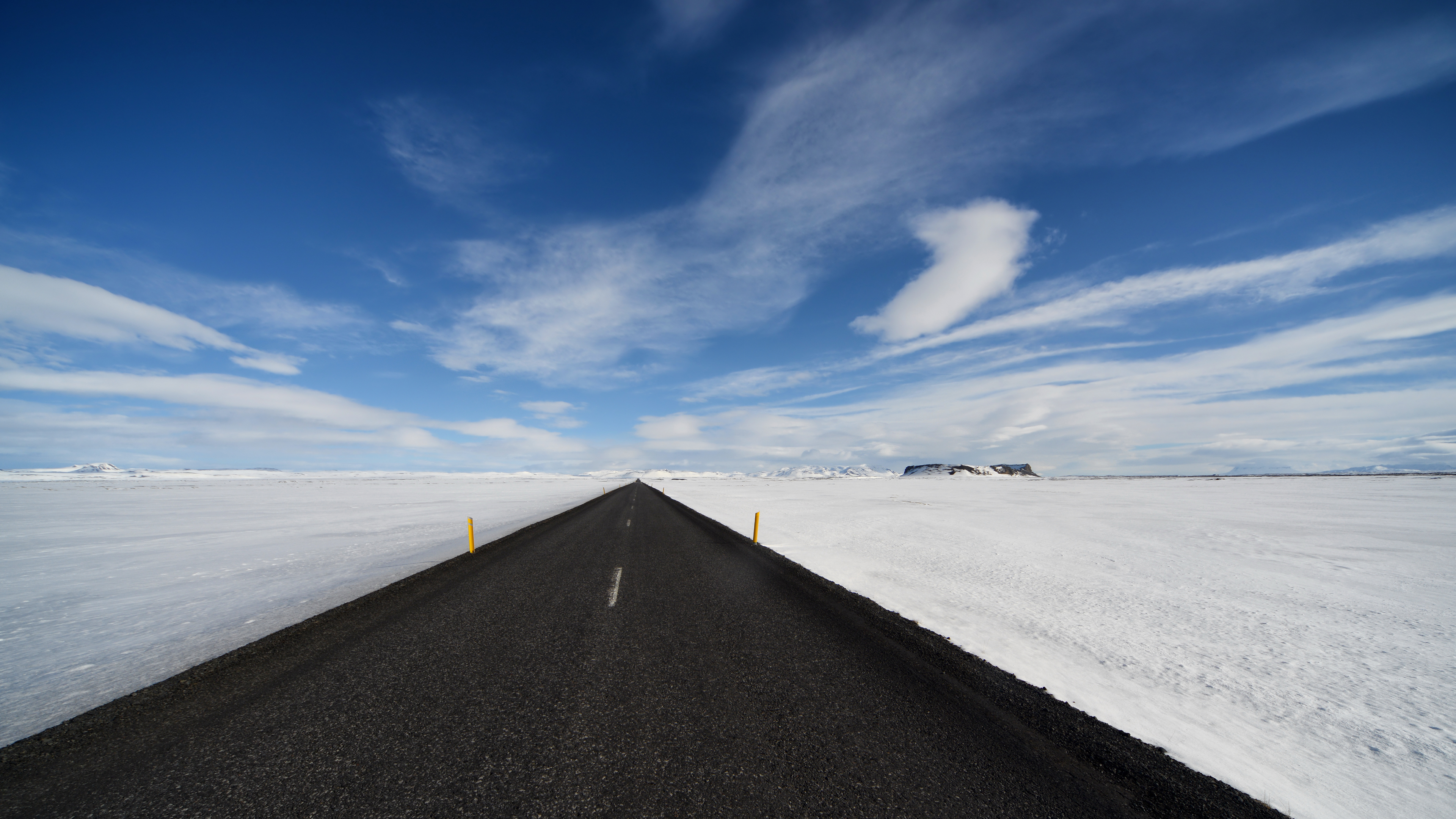 雪地 天空 道路风景 4K_12213