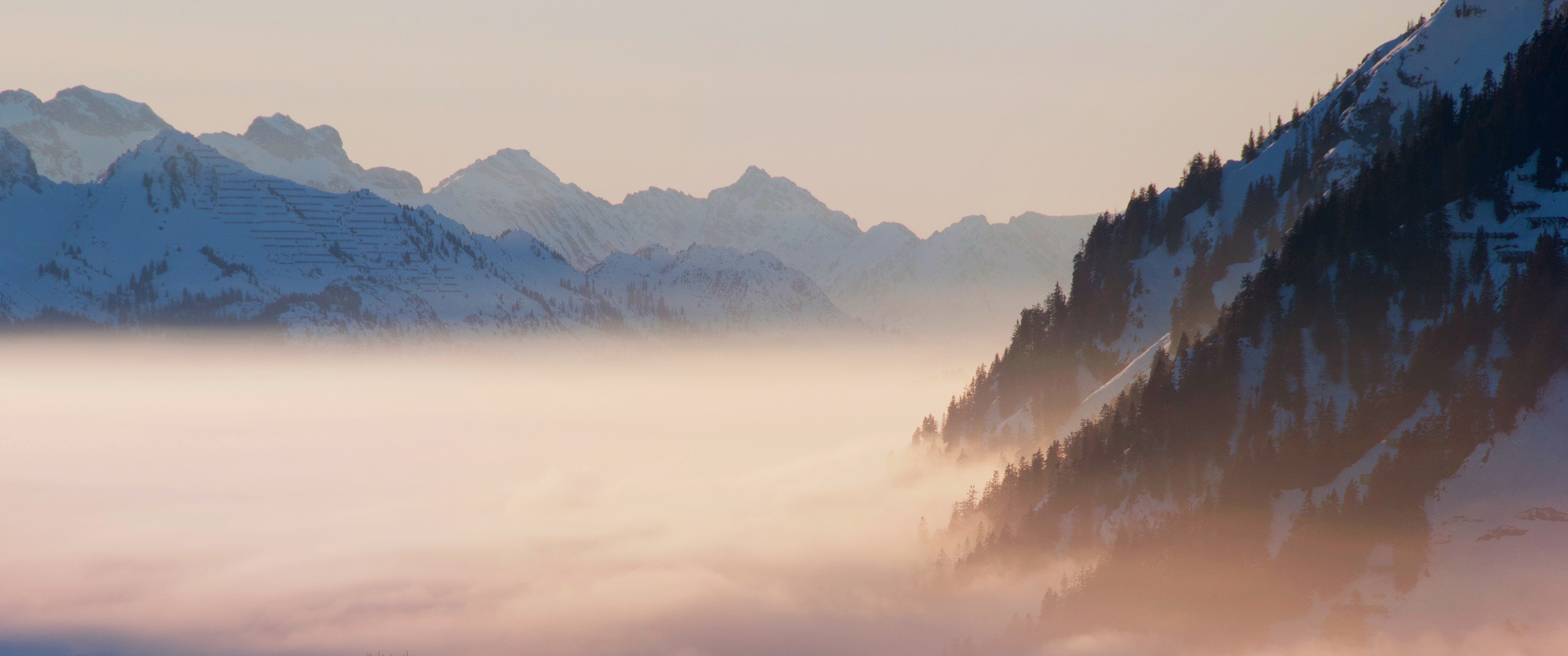 雾 高峰 3440x1440风景_19935