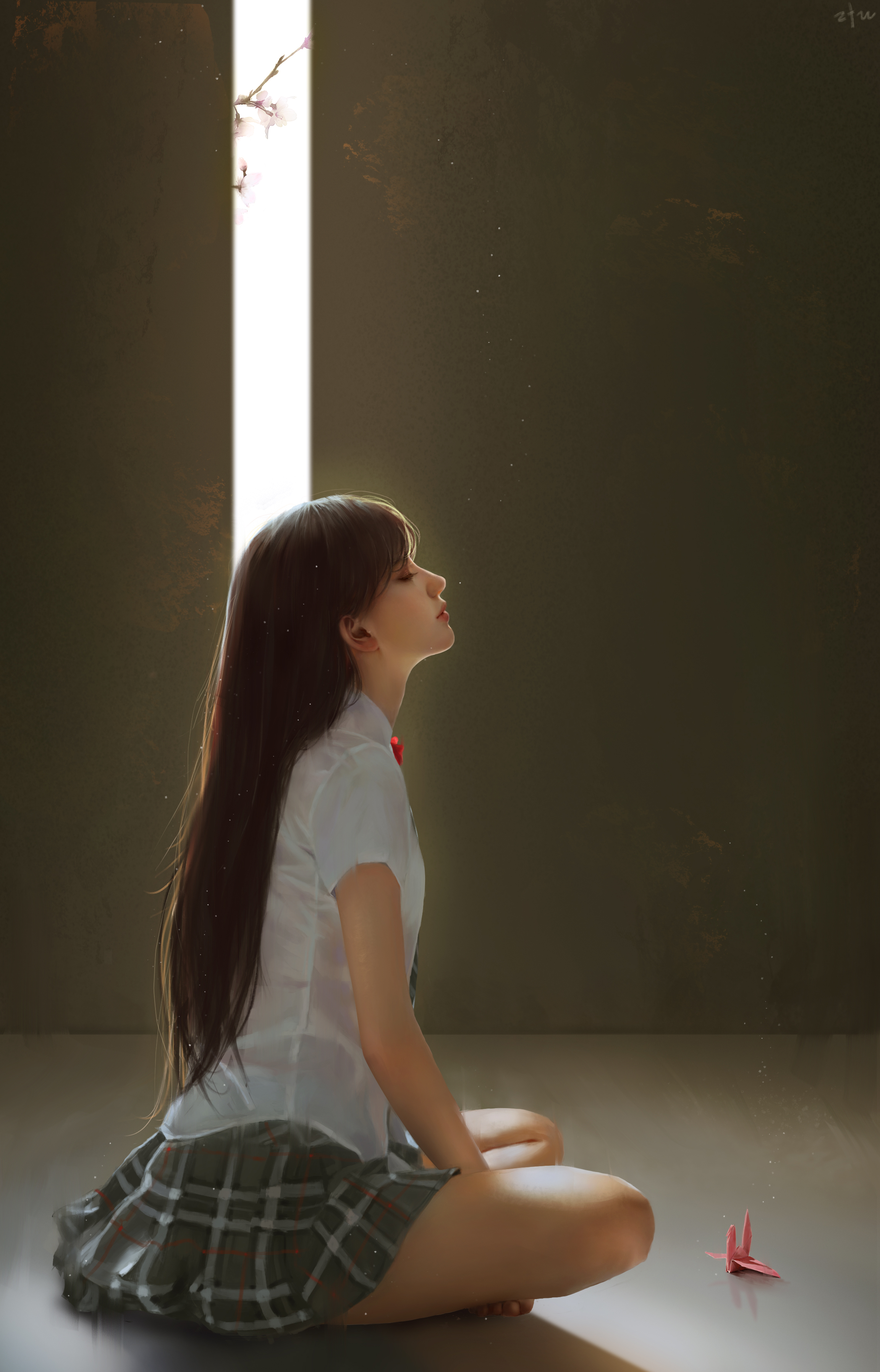 静坐女生手机壁纸_19773