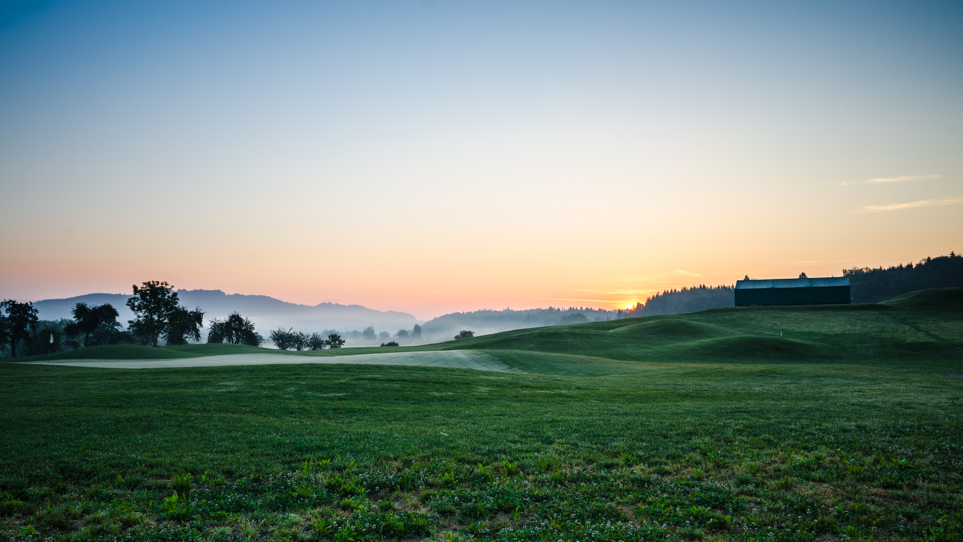 高尔夫球场 日出风景4K_12428