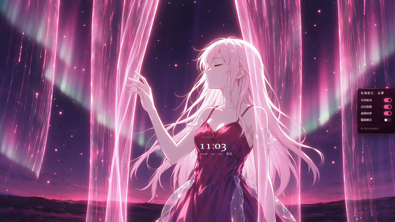 玫瑰极光·【粉紫夜空·动态壁纸】