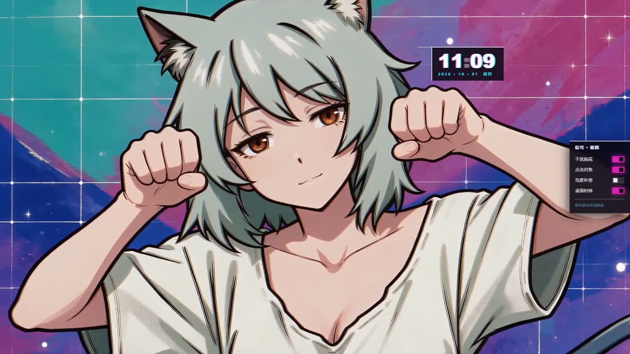 尼古喵喵·【猫耳少女·故障风·动态壁纸】