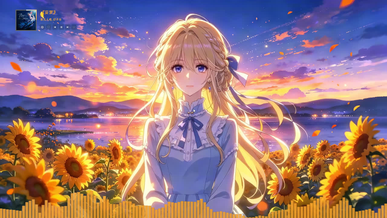 黄昏葵海下的少女