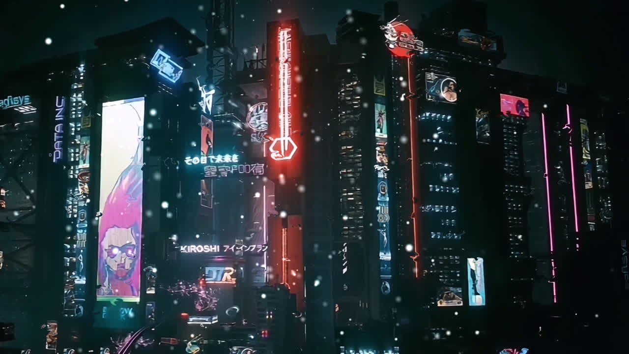 赛博都市的雪-4K 动态壁纸