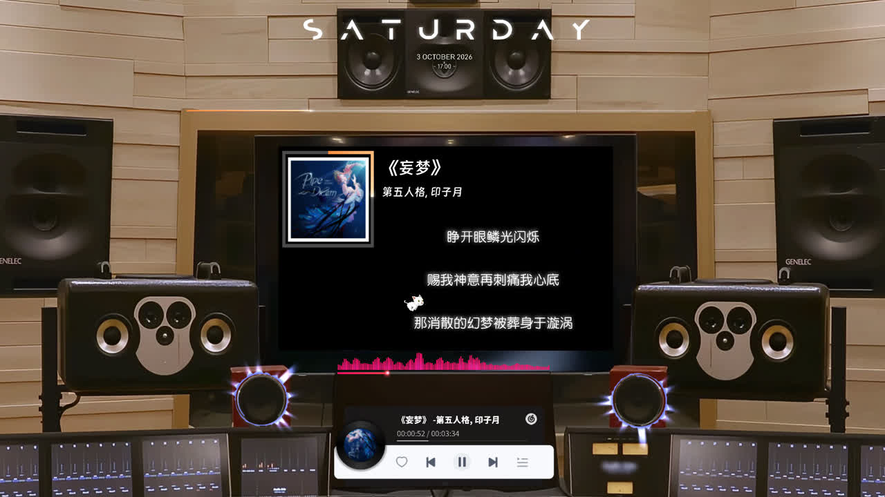 百万豪装录音棚Hi-Res无损听音乐-4K     ..........（*注释：Hi-res无损为原录音棚音质，非使用壁纸时音乐播放器播放音质。）