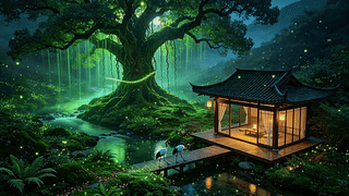 东方禅意夜景，萤火星河