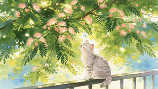 树下的猫咪
