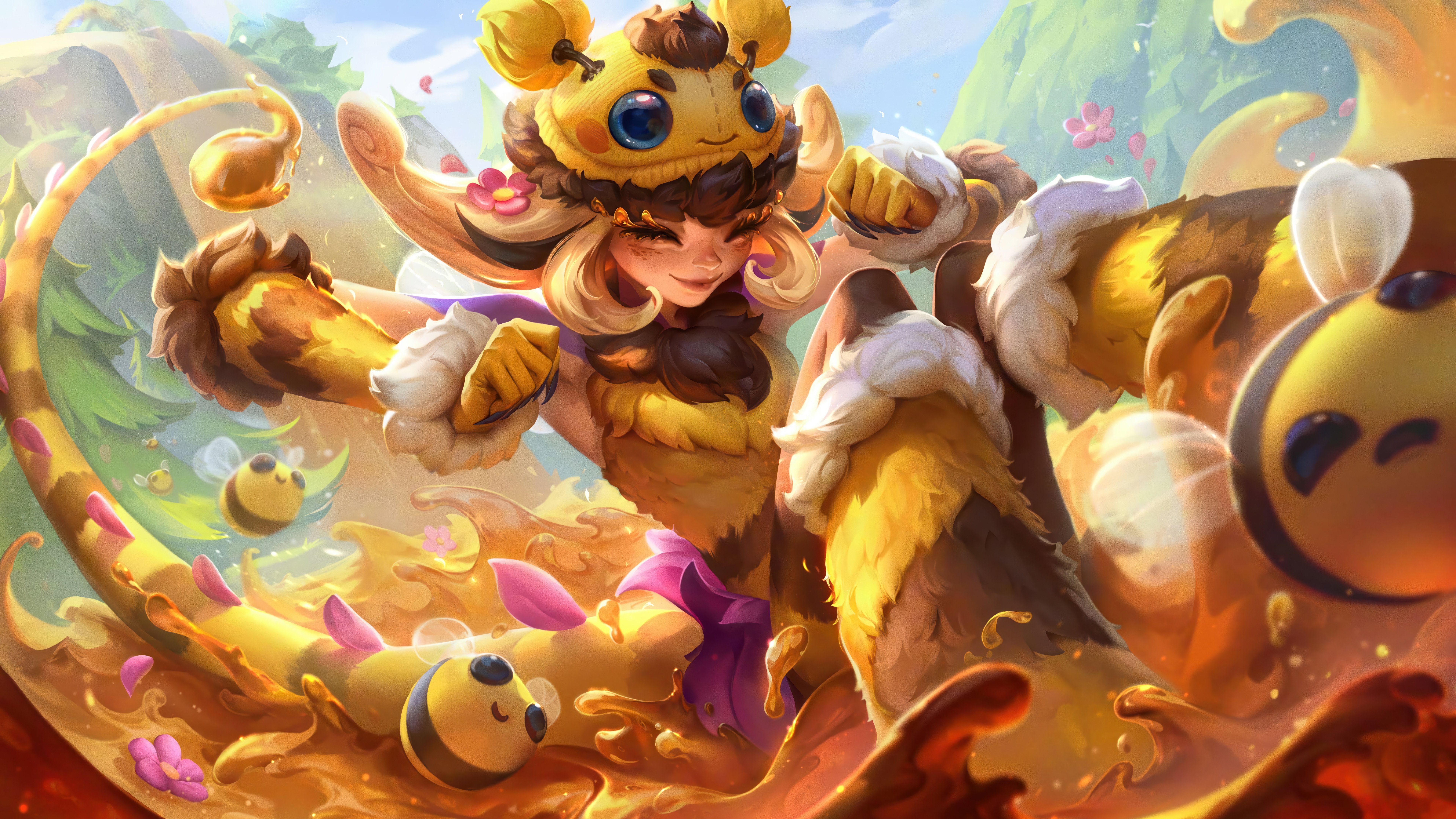 LOL 英雄联盟 小蜜蜂 妮蔻 8K高清游戏壁纸 7680x4320