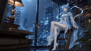 雨夜窗边清宵