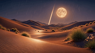 沙漠满月星空夜