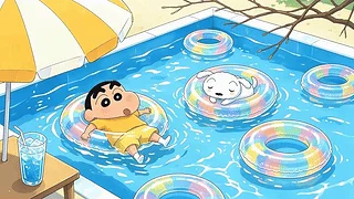 可爱泳池蜡笔小新