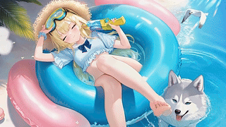 夏日海滨清凉少女