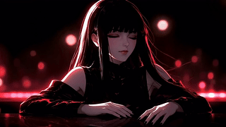 赤光黑发酷少女