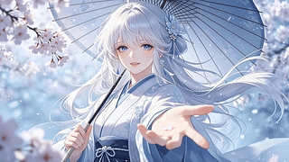 花间撑伞动漫少女