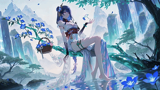 溪畔蓝花少女雷电将军