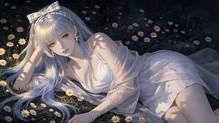 花间银发少女