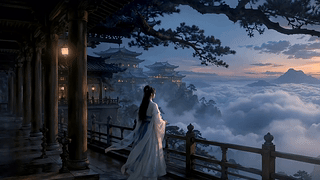 古阁凭栏观云海
