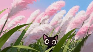可爱芦苇黑猫